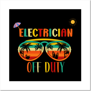 Electrician Off Duty- Retro Vintage Sunglasses Beach vacation sun for Summertime Posters and Art